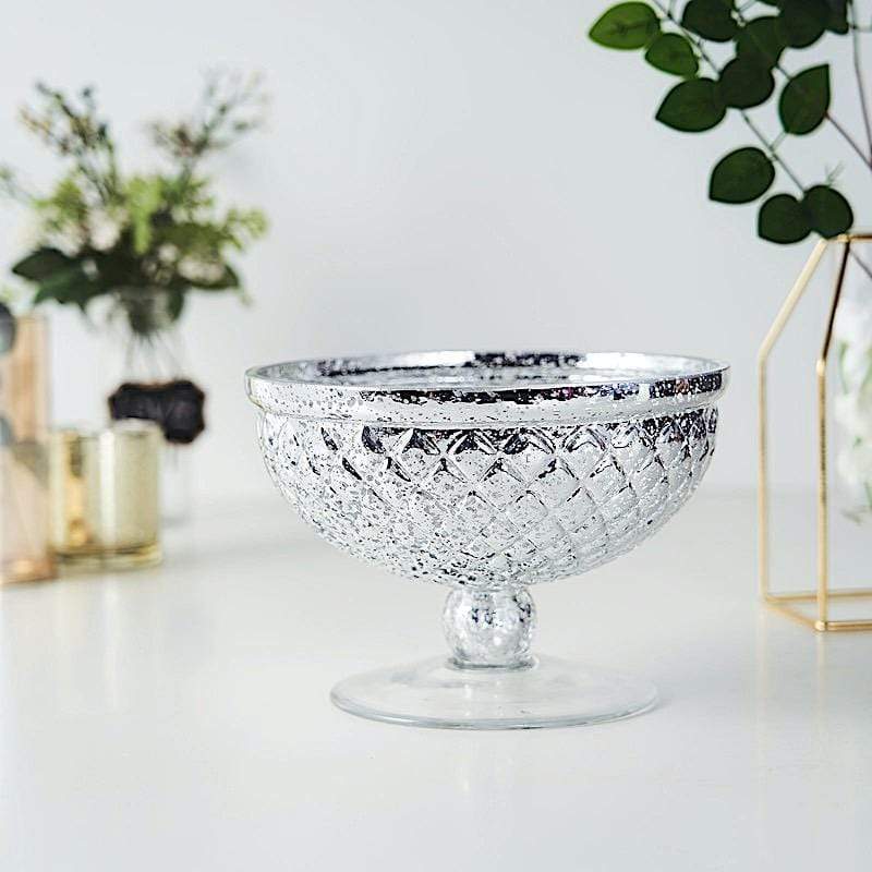 8 in Compote Vase Mercury Glass Bowl Centerpiece