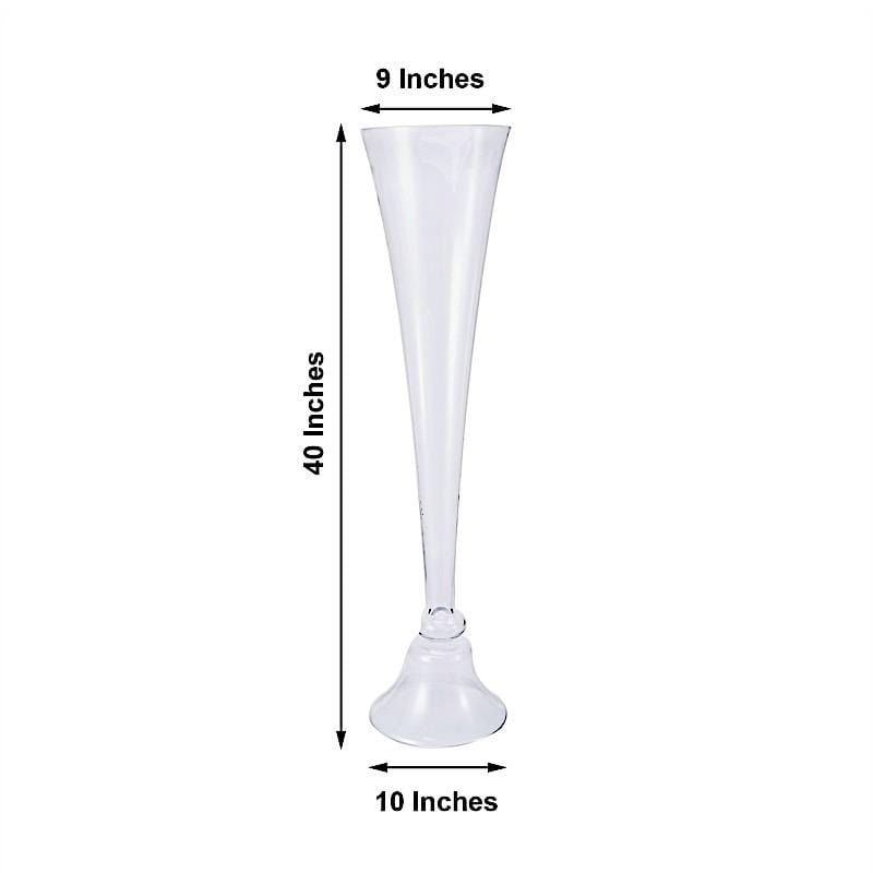 Clear 40 in tall Reversible Glass Trumpet Vases Centerpieces