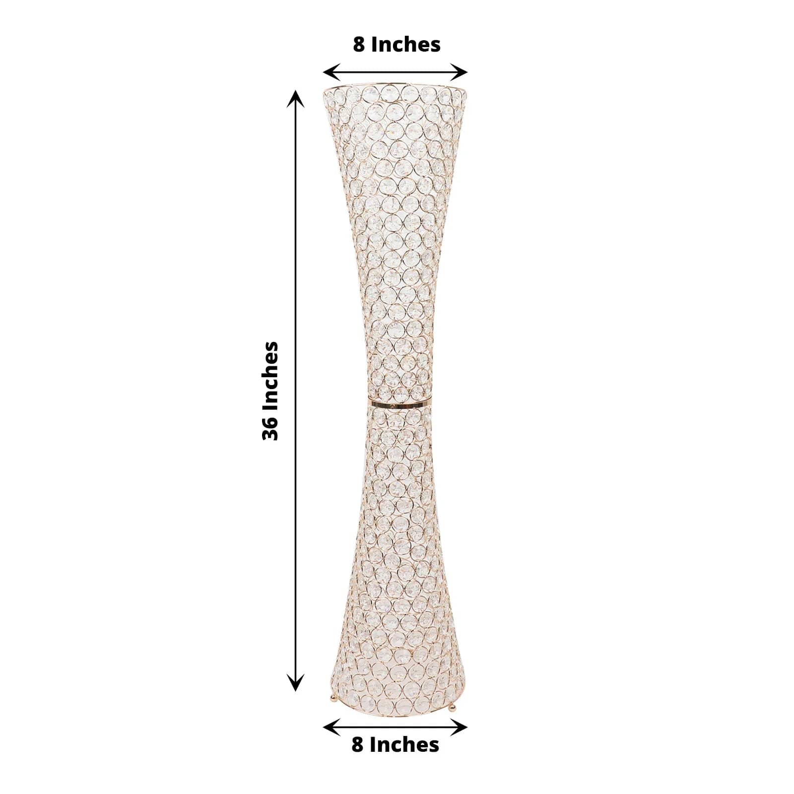 Gold 36 in Crystal Beaded Metal Hurricane Flower Vase Centerpiece