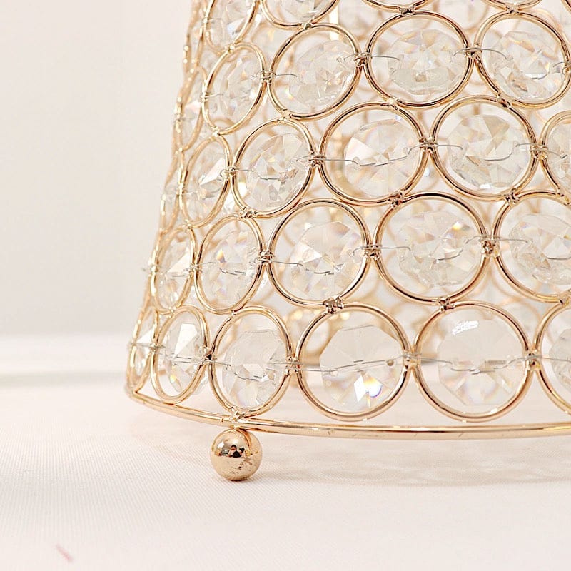 Gold 36 in Crystal Beaded Metal Hurricane Flower Vase Centerpiece