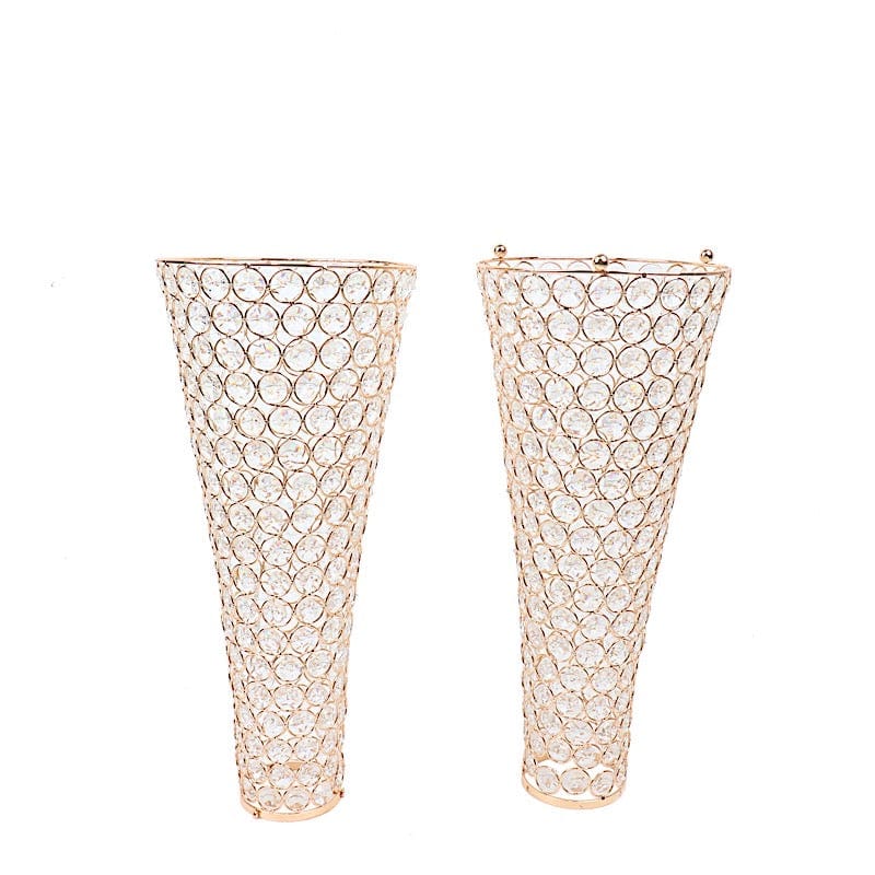 Gold 36 in Crystal Beaded Metal Hurricane Flower Vase Centerpiece