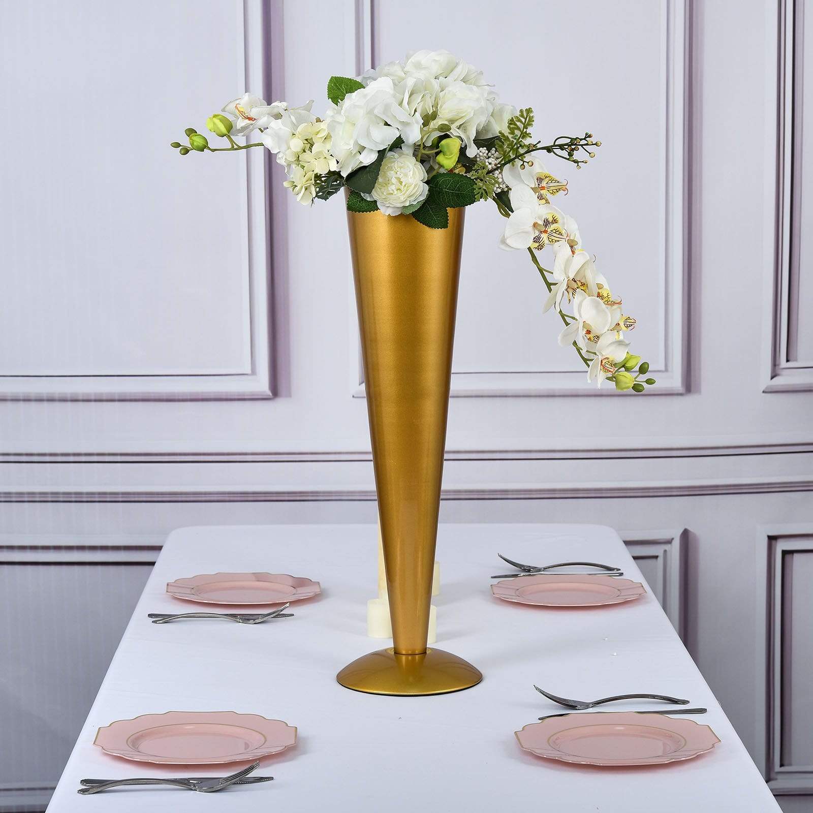 Metal Trumpet Flower Vase Centerpiece