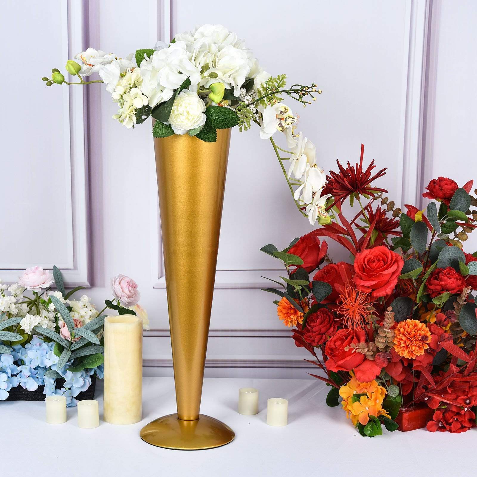 Metal Trumpet Flower Vase Centerpiece
