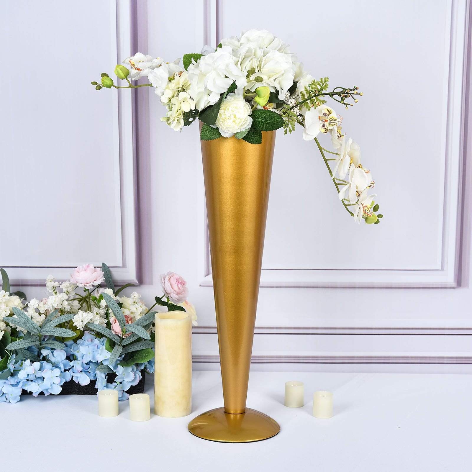 Metal Trumpet Flower Vase Centerpiece