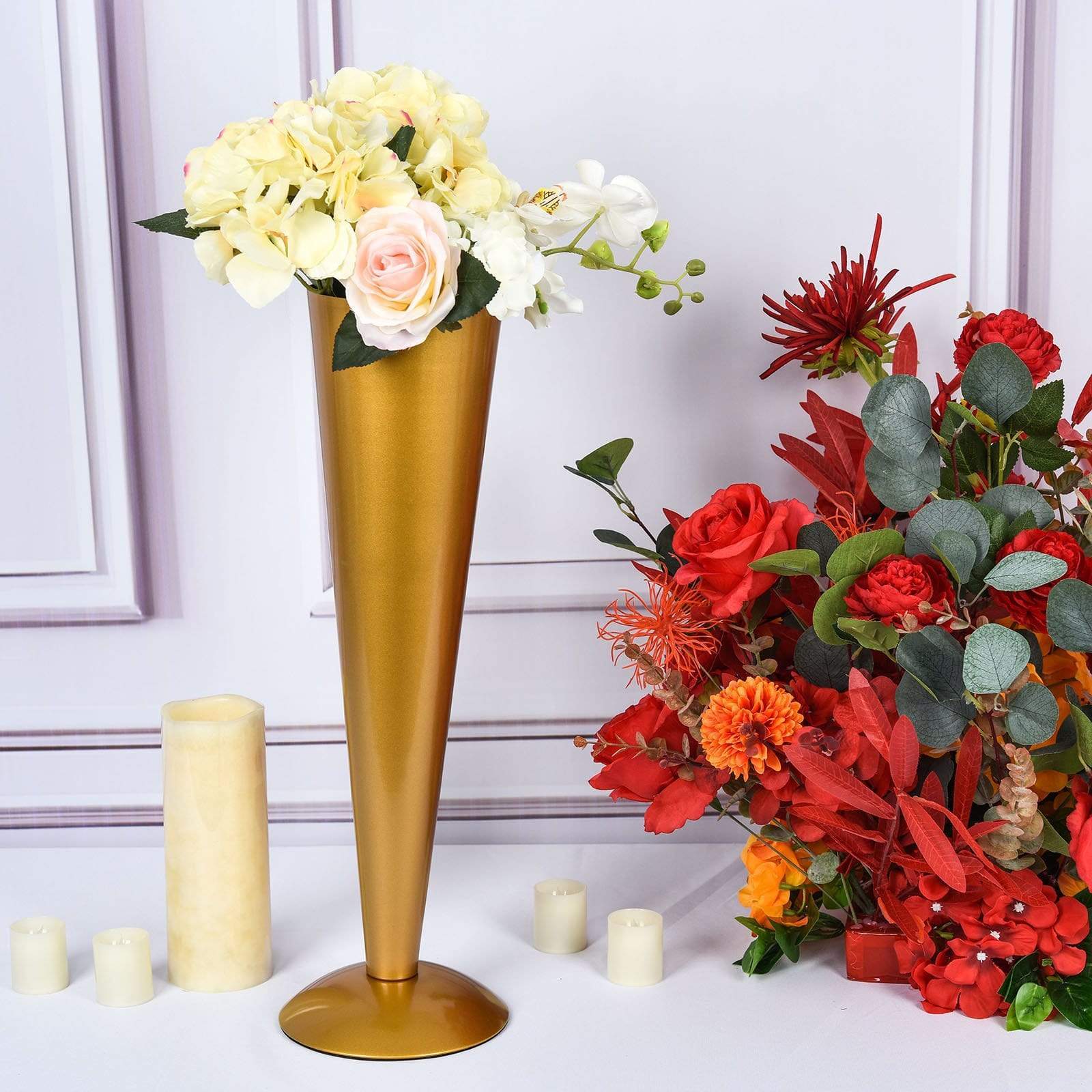 Metal Trumpet Flower Vase Centerpiece