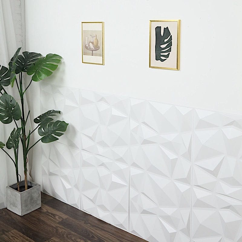 thumbnail image 2 of 12-Pack 3D PVC Wall Panels – White Diamond Design, Decorative & Waterproof 2 of 5