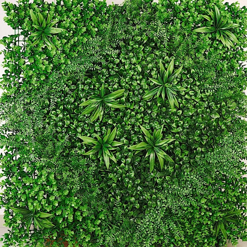 4 Green Artificial Boxwood and Fern Greenery Foliage UV Protected Wall Backdrop Panels