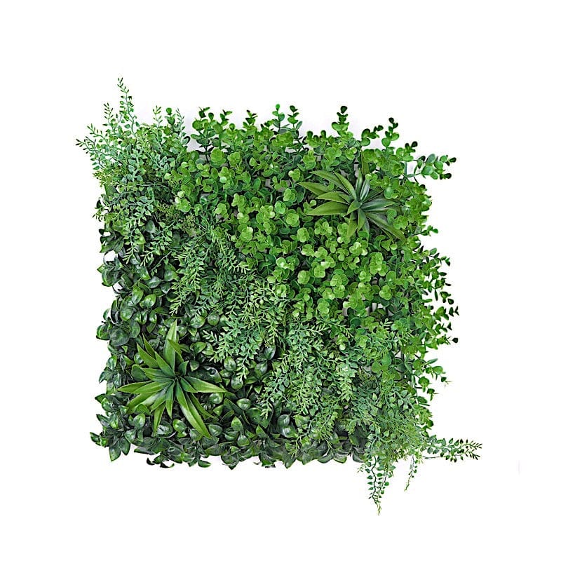 4 Green Artificial Boxwood and Fern Greenery Foliage UV Protected Wall Backdrop Panels