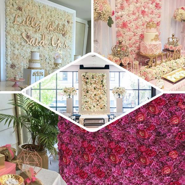 4 pcs Assorted Silk Flowers Wall Backdrop Panels