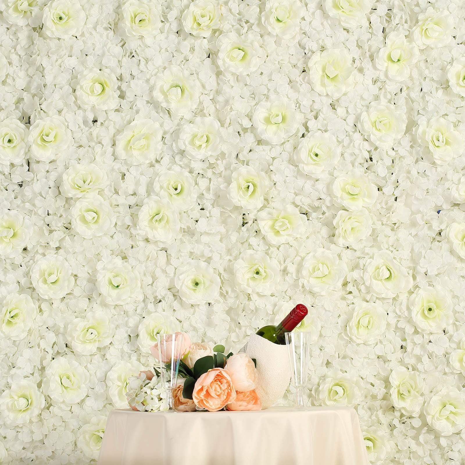 4 pcs Silk Roses and Hydrangea Flowers Wall Backdrop Panels