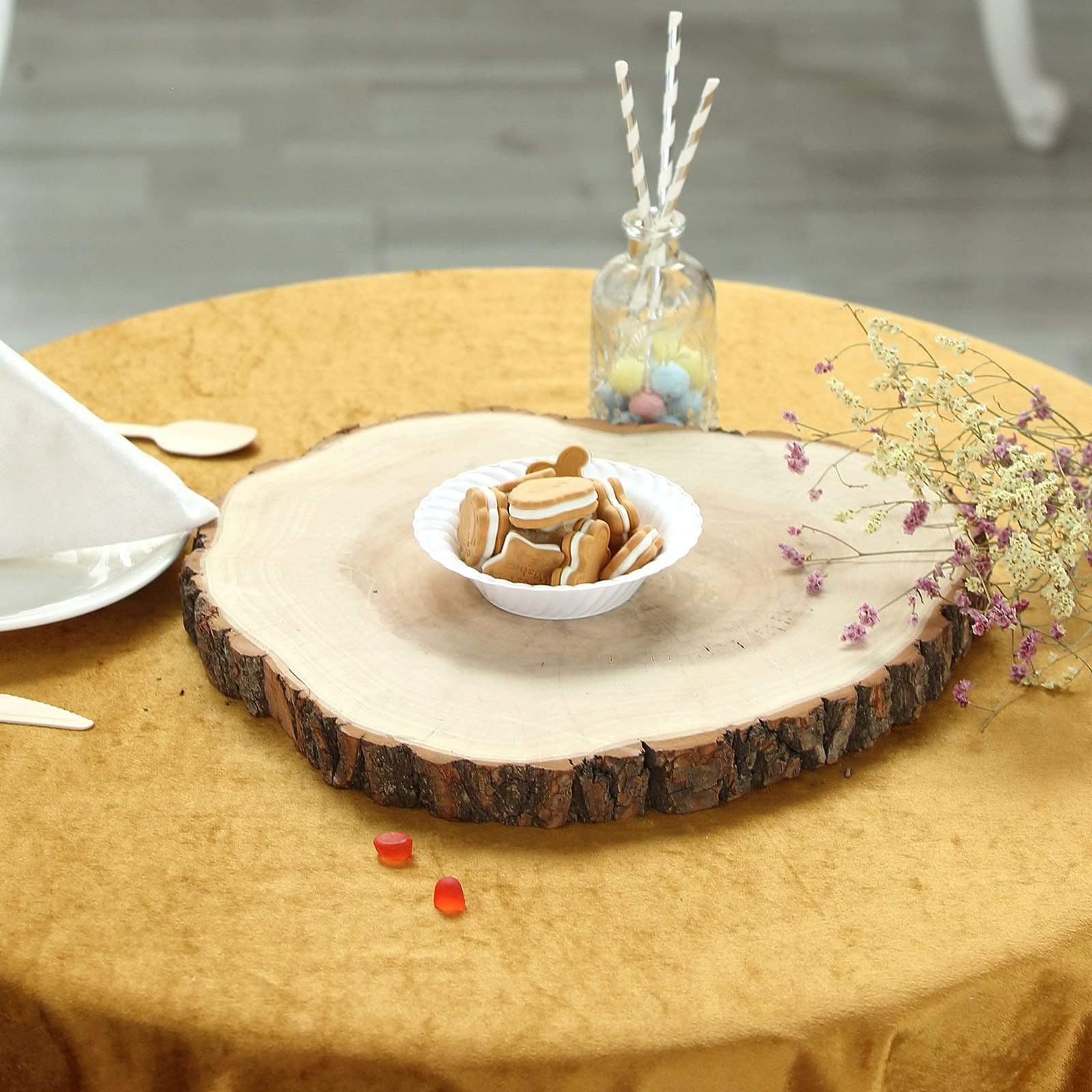 Natural Round Poplar Wooden Slices Party Tabletop