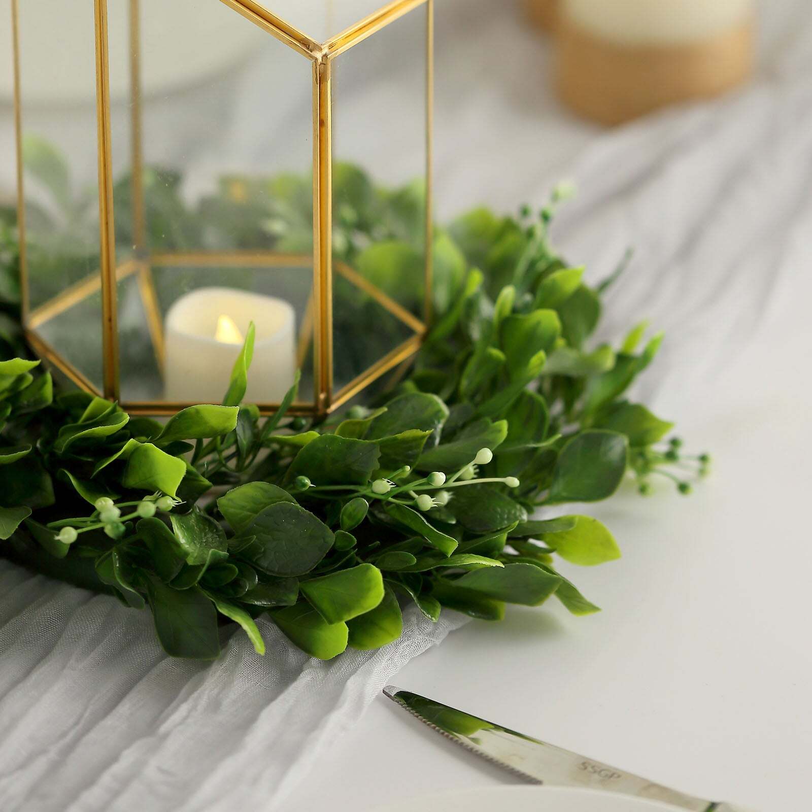 2 pcs 12 in Artificial Boxwood Leaves Wreath Candle Rings