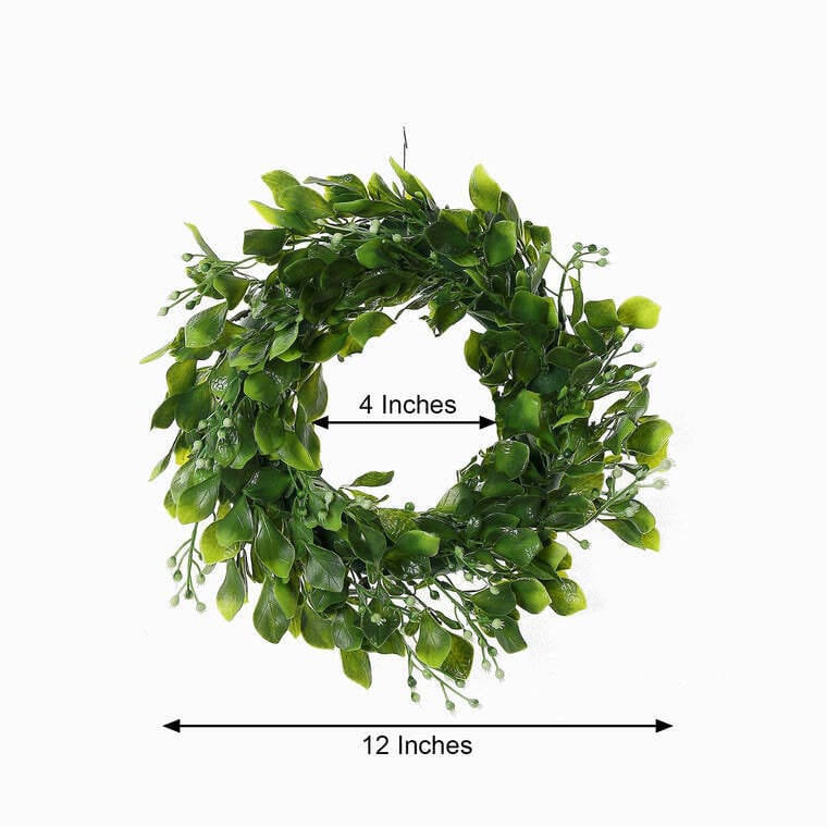 2 pcs 12 in Artificial Boxwood Leaves Wreath Candle Rings