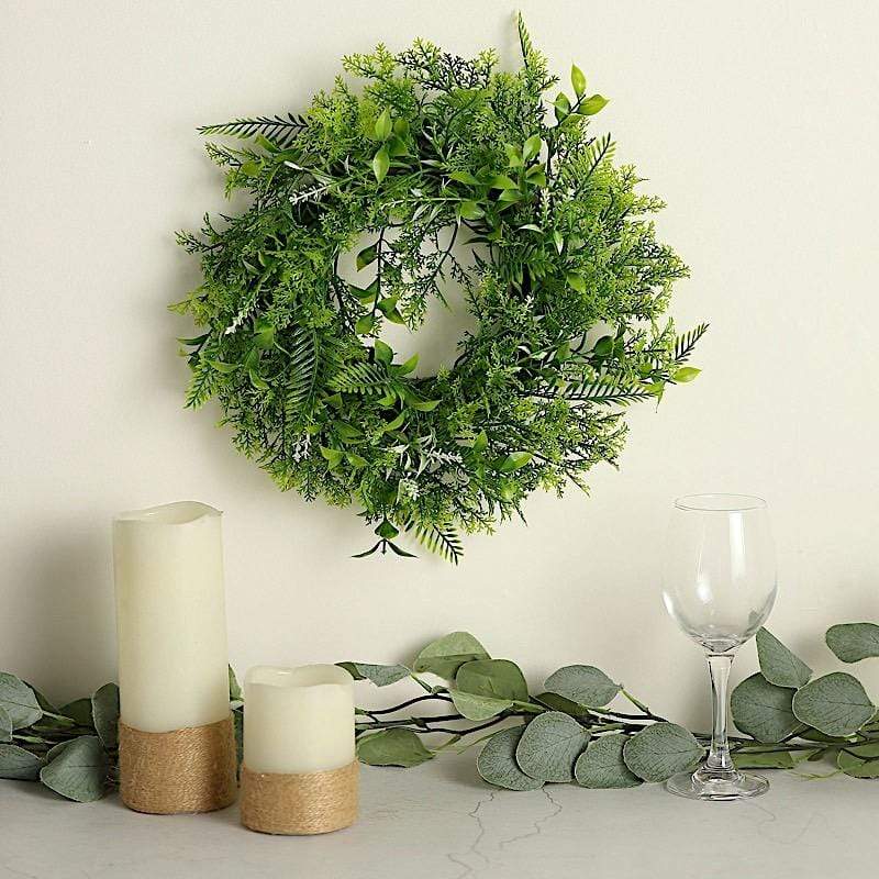 2 pcs 12 in Artificial Boxwood Leaves Wreath Candle Rings