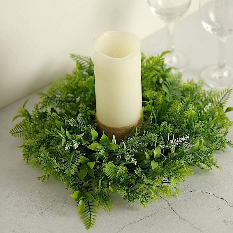 2 pcs 12 in Artificial Boxwood Leaves Wreath Candle Rings