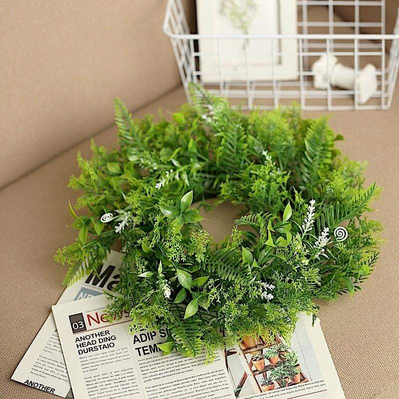 2 pcs 12 in Artificial Boxwood Leaves Wreath Candle Rings