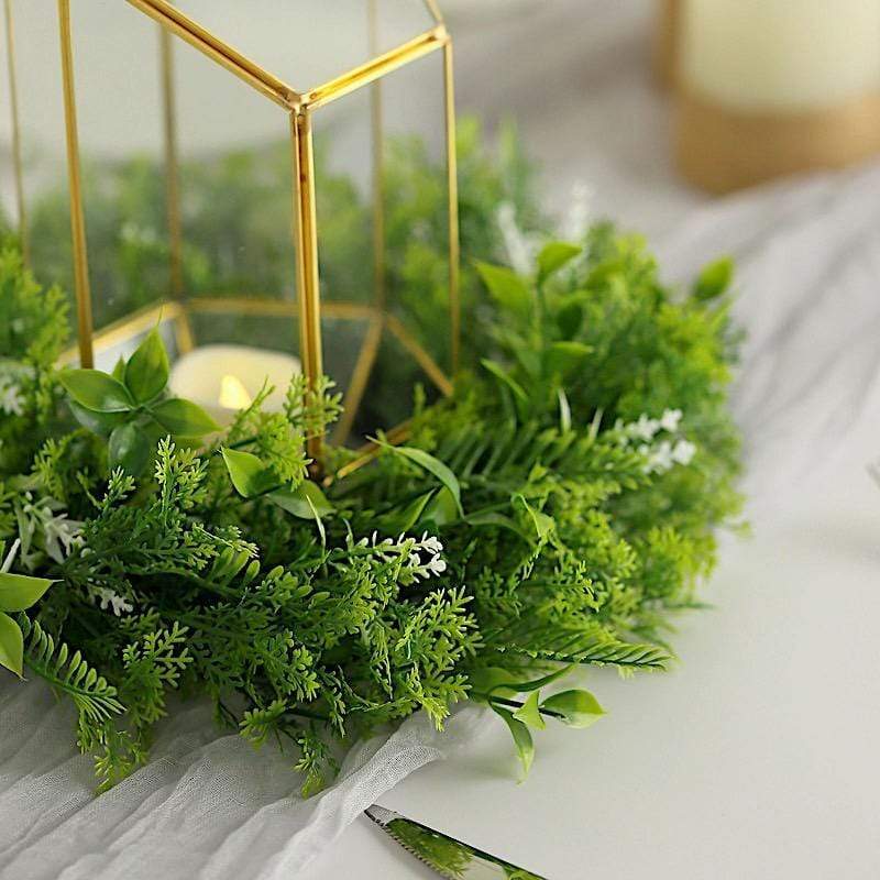 2 pcs 12 in Artificial Boxwood Leaves Wreath Candle Rings