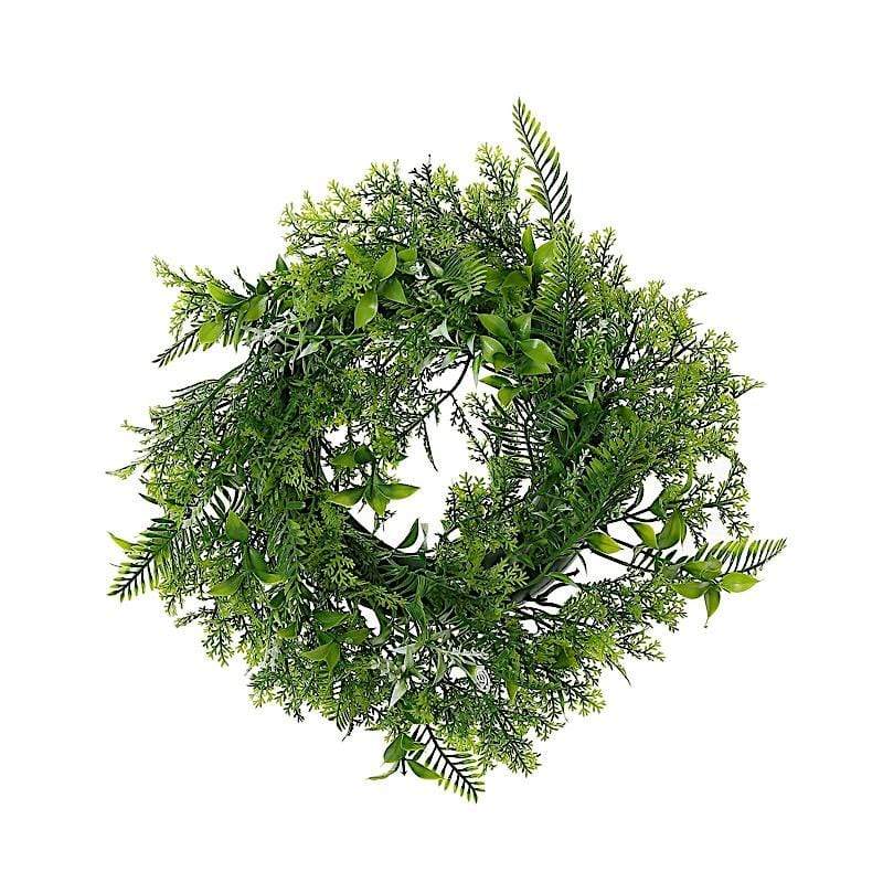 2 pcs 12 in Artificial Boxwood Leaves Wreath Candle Rings