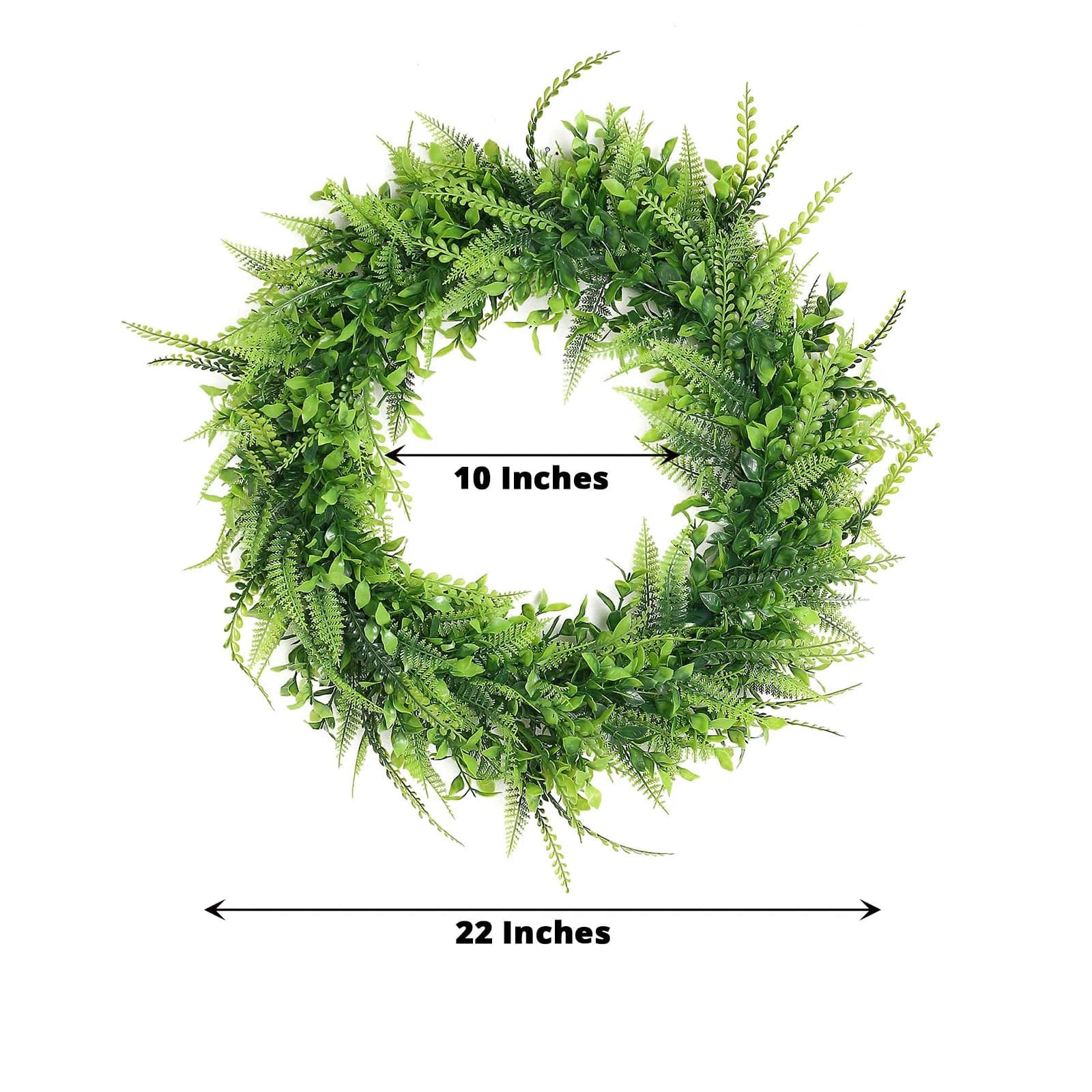 2 Green 22 in Wreaths Artificial Boxwood and Faux Fern Leaves Candle Rings