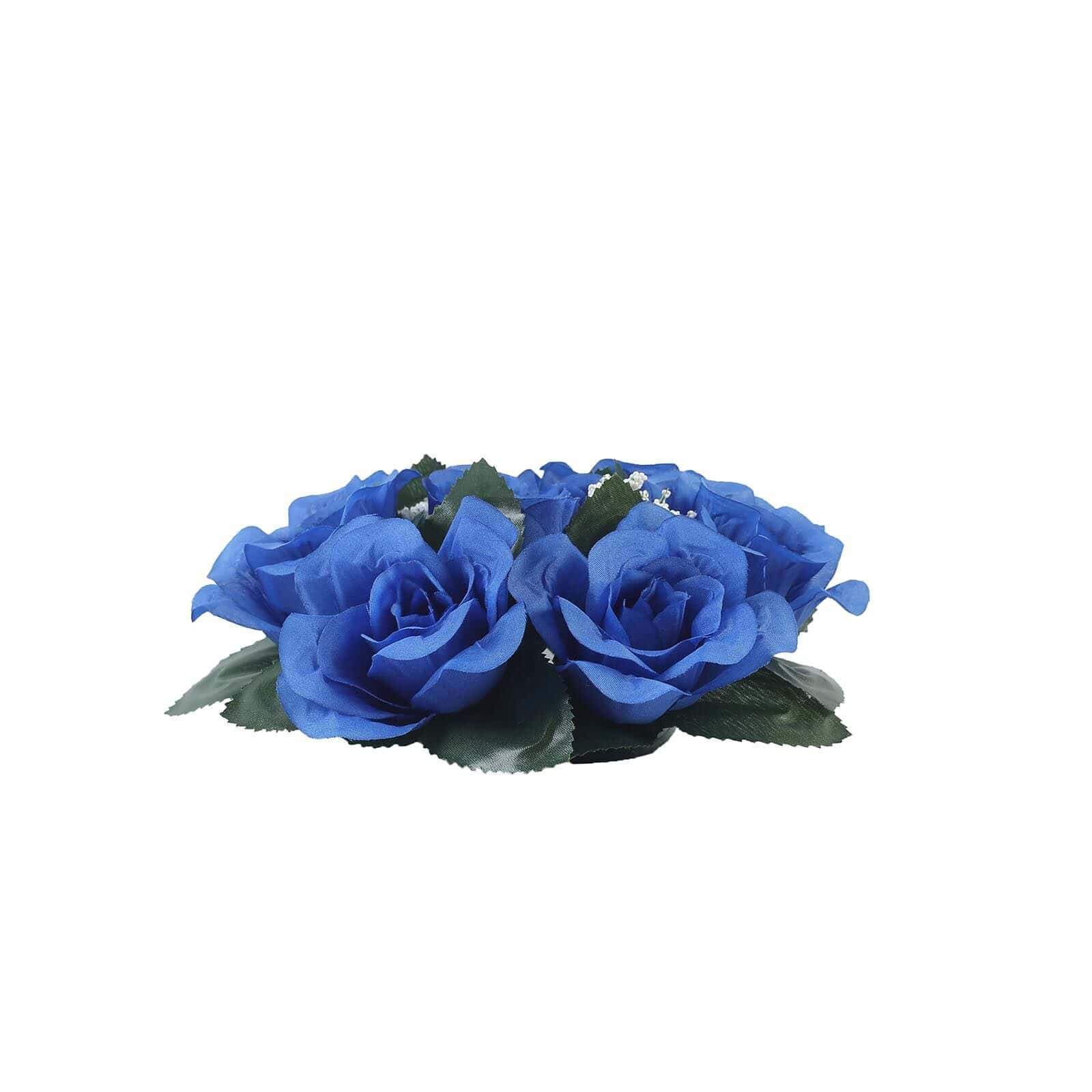 4 pcs Silk Roses Flowers Candle Rings