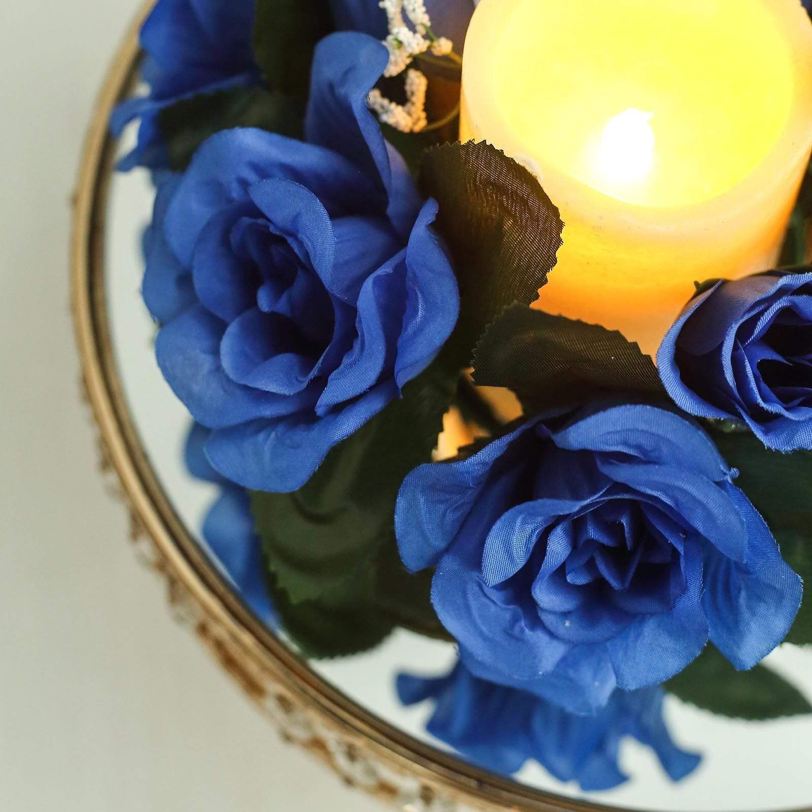 4 pcs Silk Roses Flowers Candle Rings