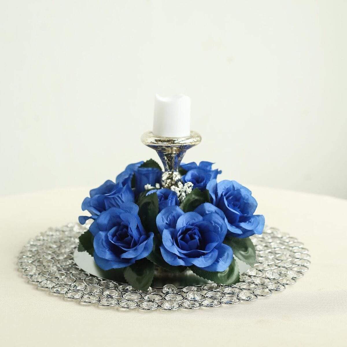 4 pcs Silk Roses Flowers Candle Rings