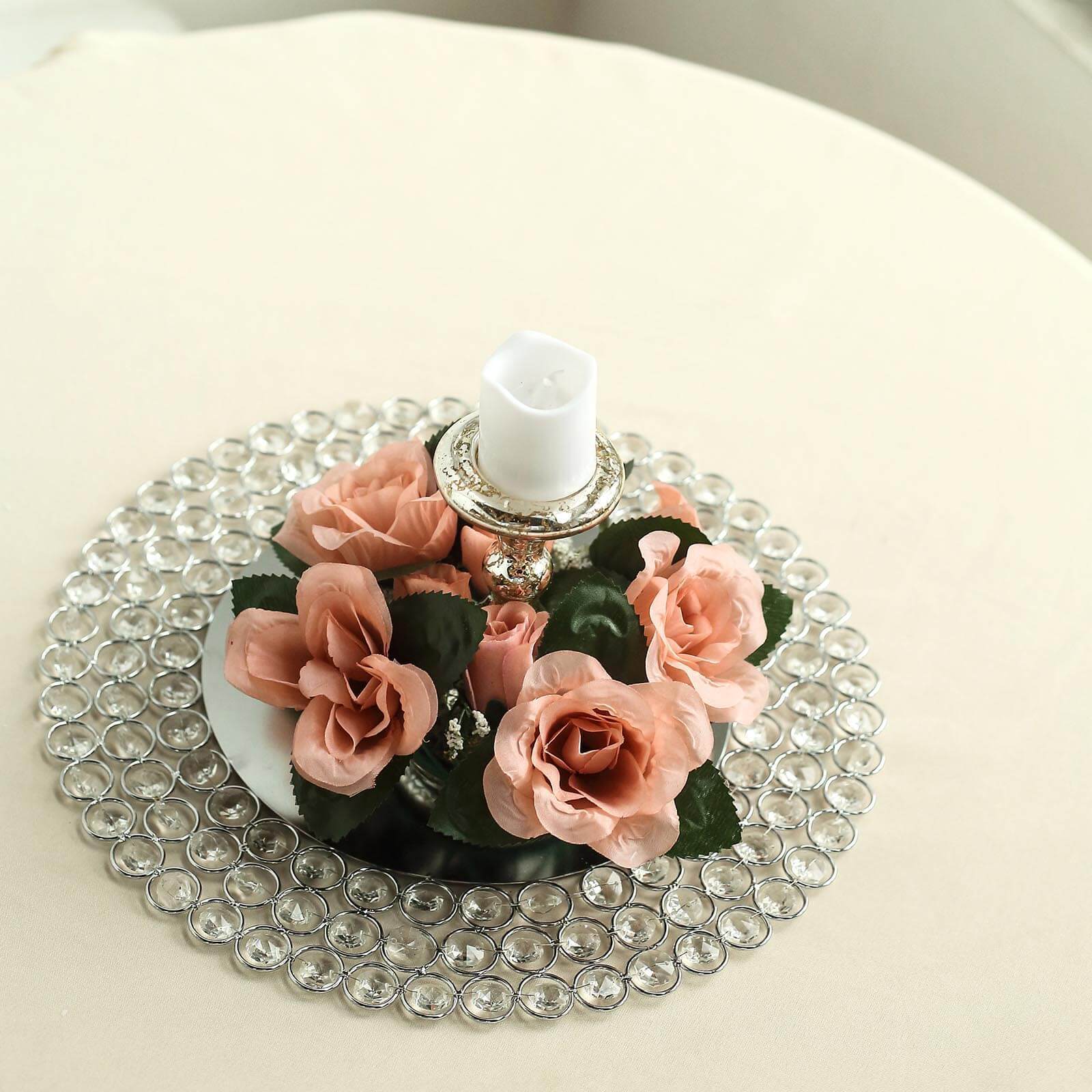 4 pcs Silk Roses Flowers Candle Rings