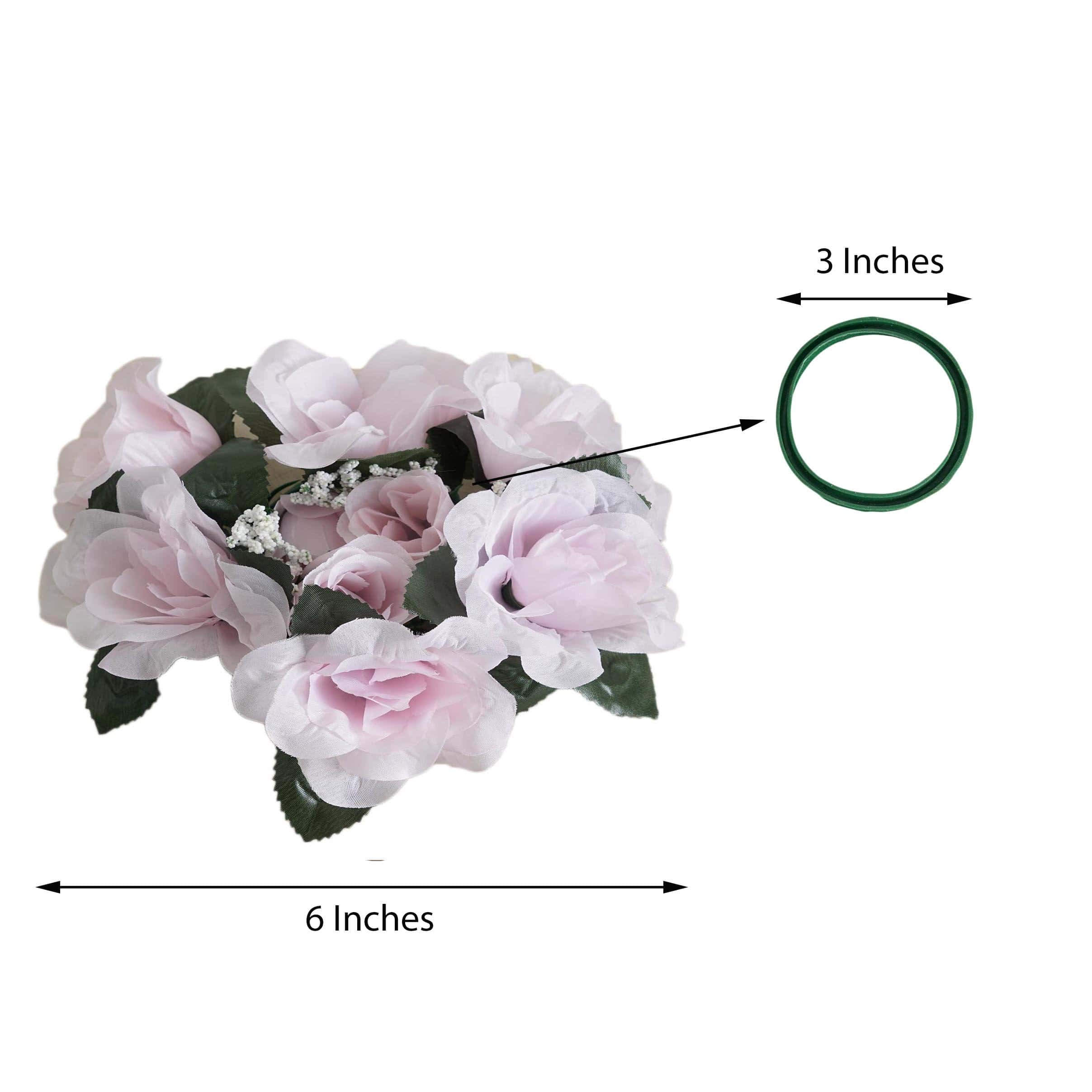 4 pcs Silk Roses Flowers Candle Rings