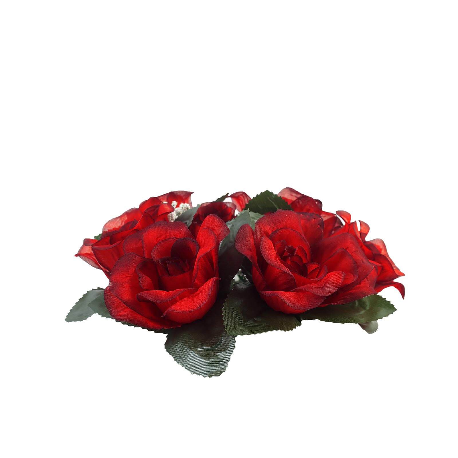 4 pcs Silk Roses Flowers Candle Rings