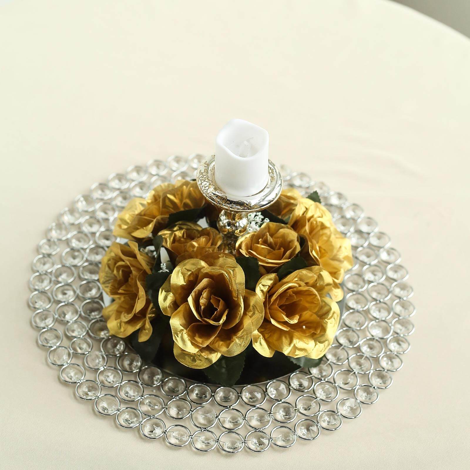 4 pcs Silk Roses Flowers Candle Rings