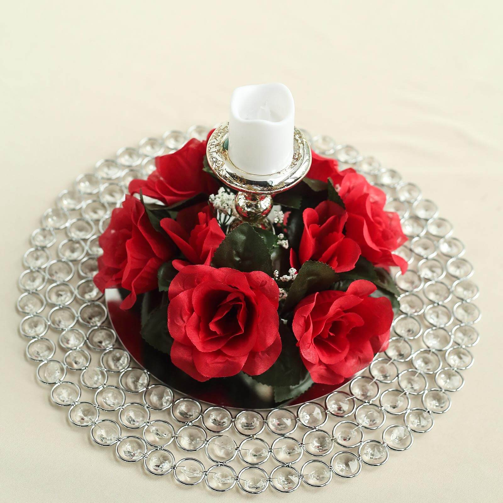 4 pcs Silk Roses Flowers Candle Rings