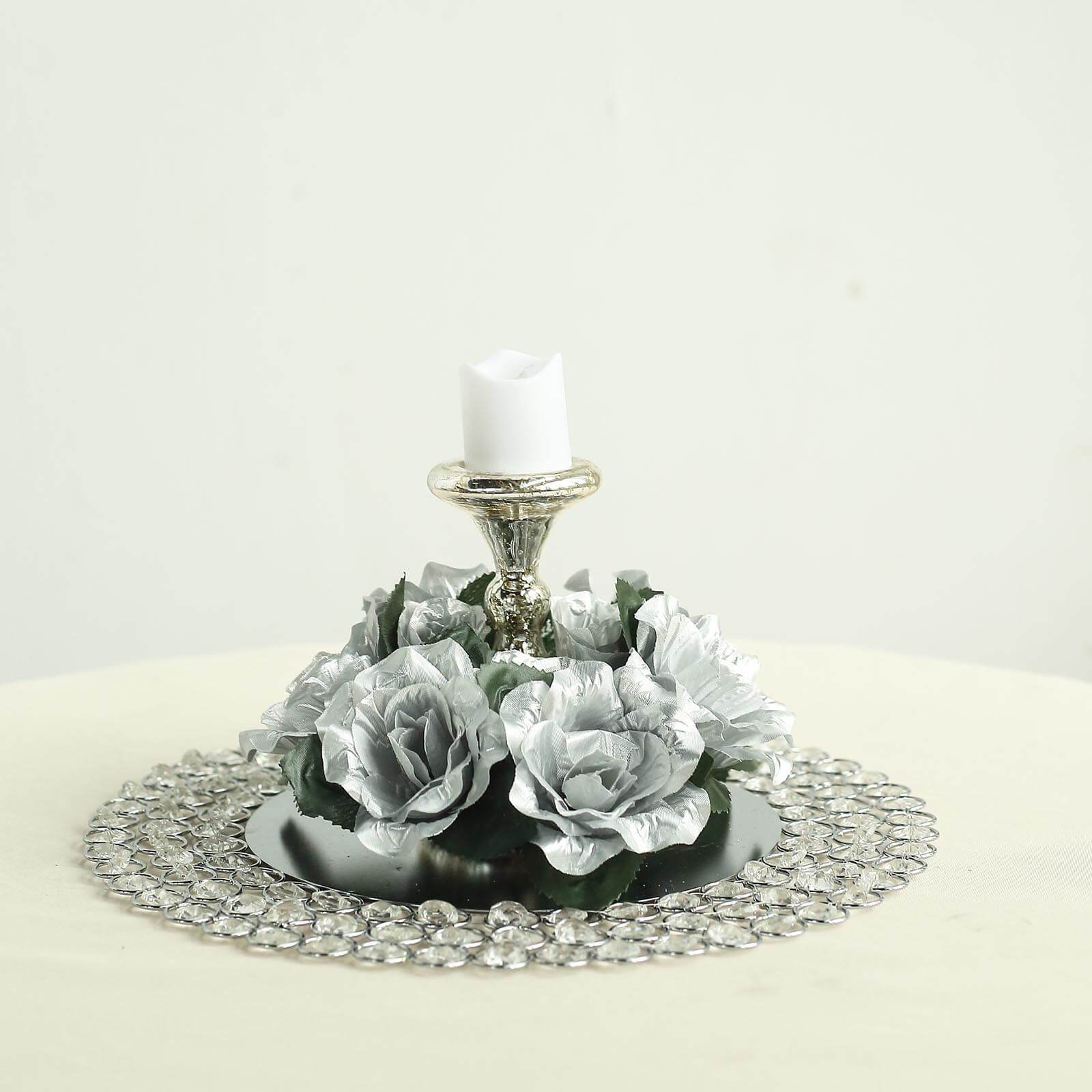 4 pcs Silk Roses Flowers Candle Rings