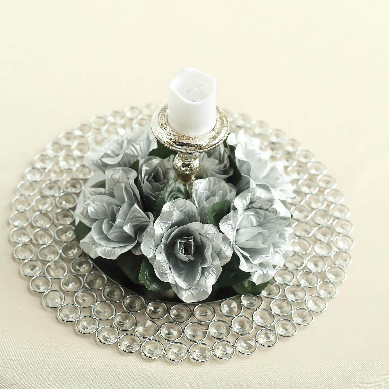 4 pcs Silk Roses Flowers Candle Rings