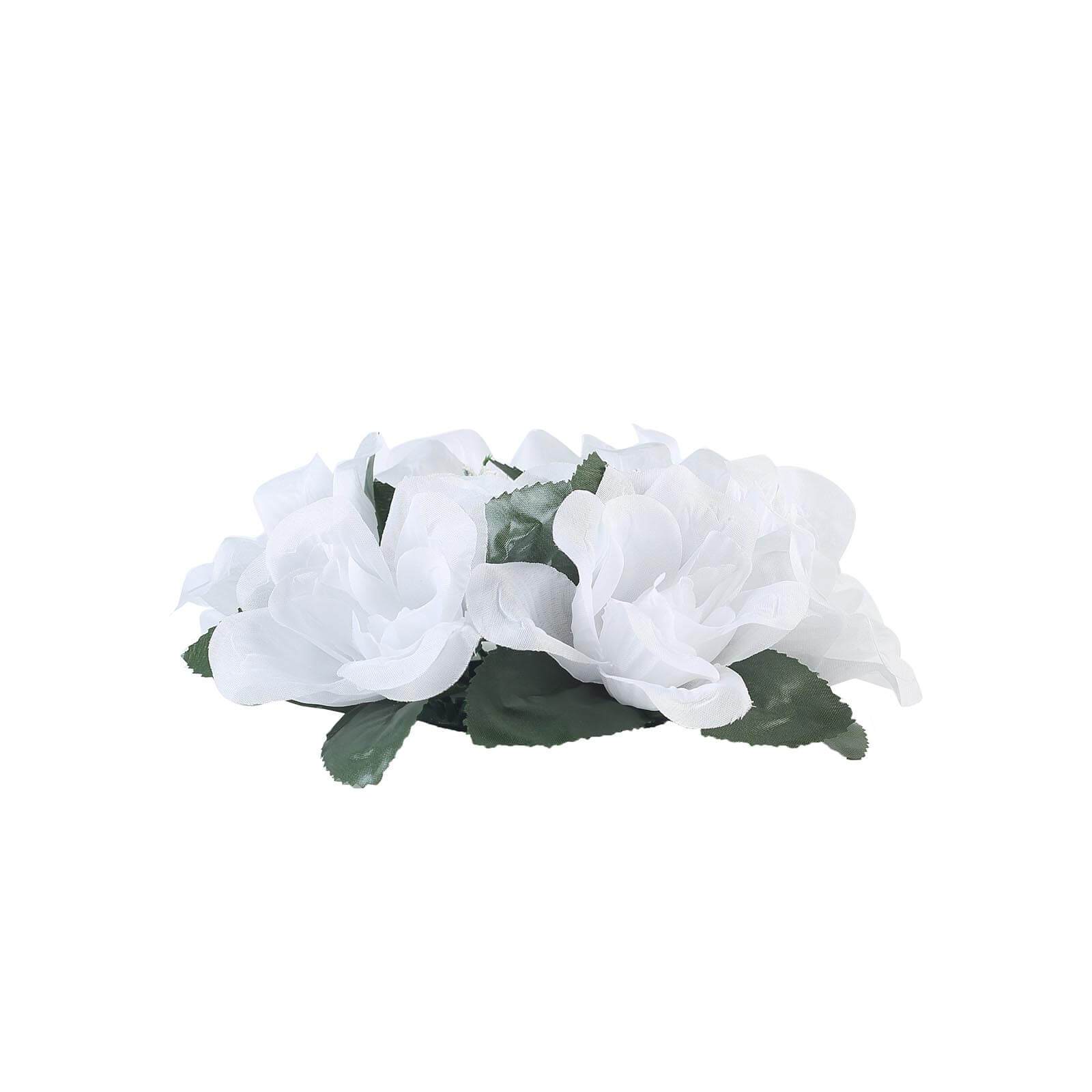 4 pcs Silk Roses Flowers Candle Rings