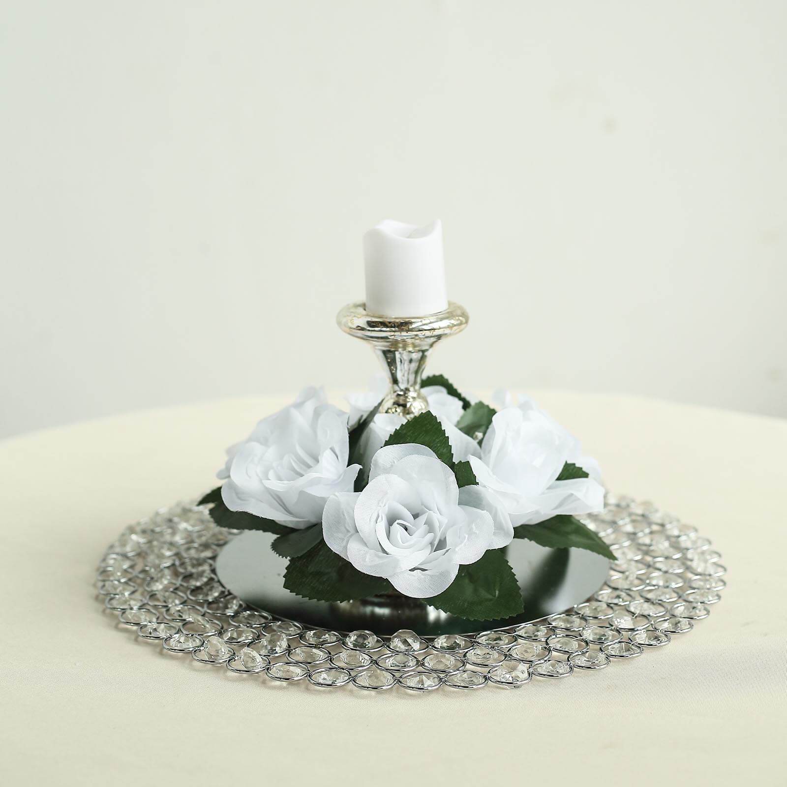 4 pcs Silk Roses Flowers Candle Rings