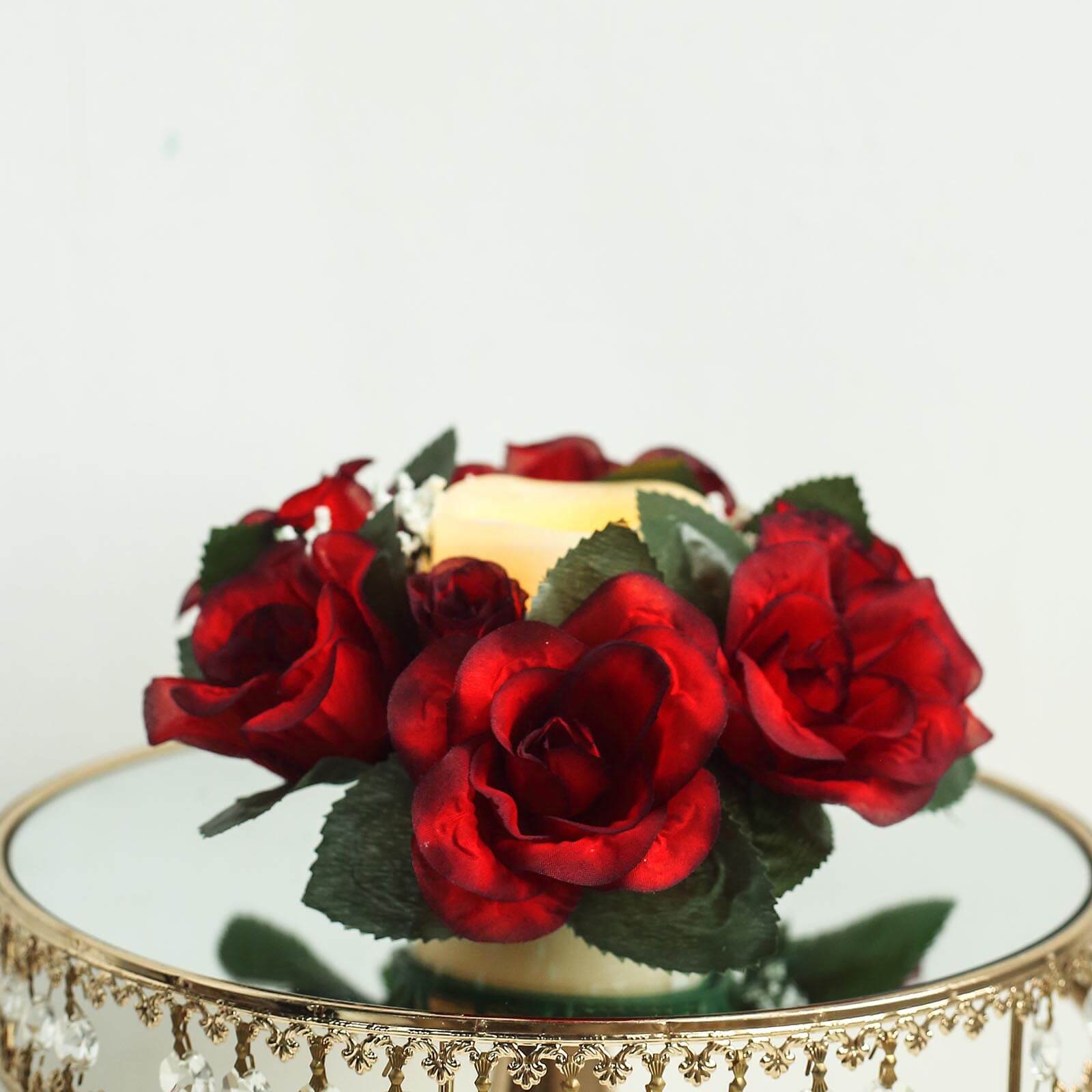 4 pcs Silk Roses Flowers Candle Rings