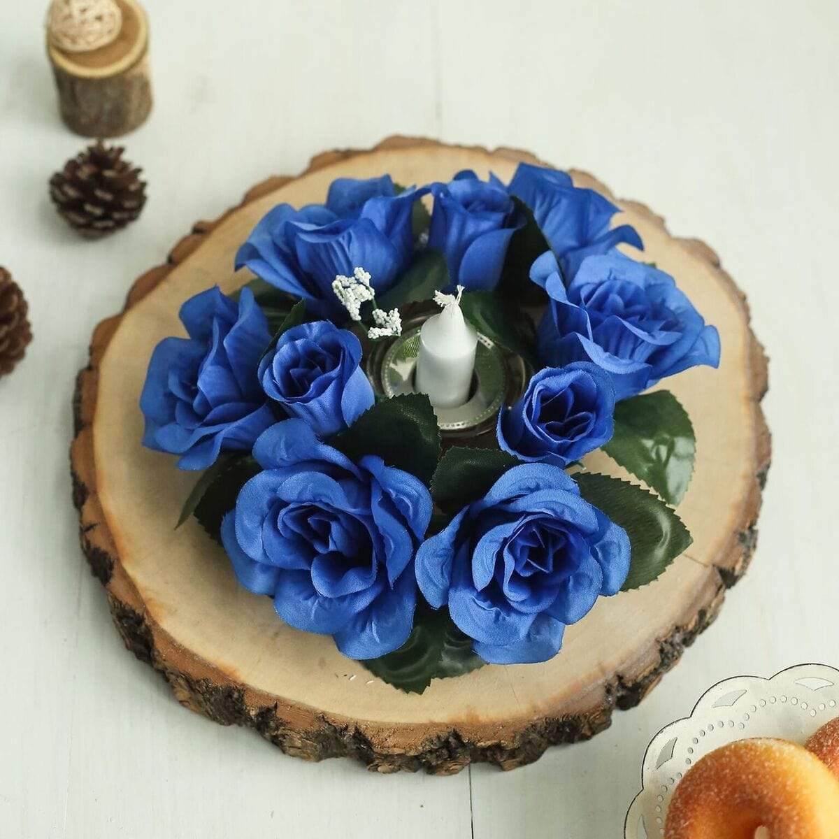 4 pcs Silk Roses Flowers Candle Rings